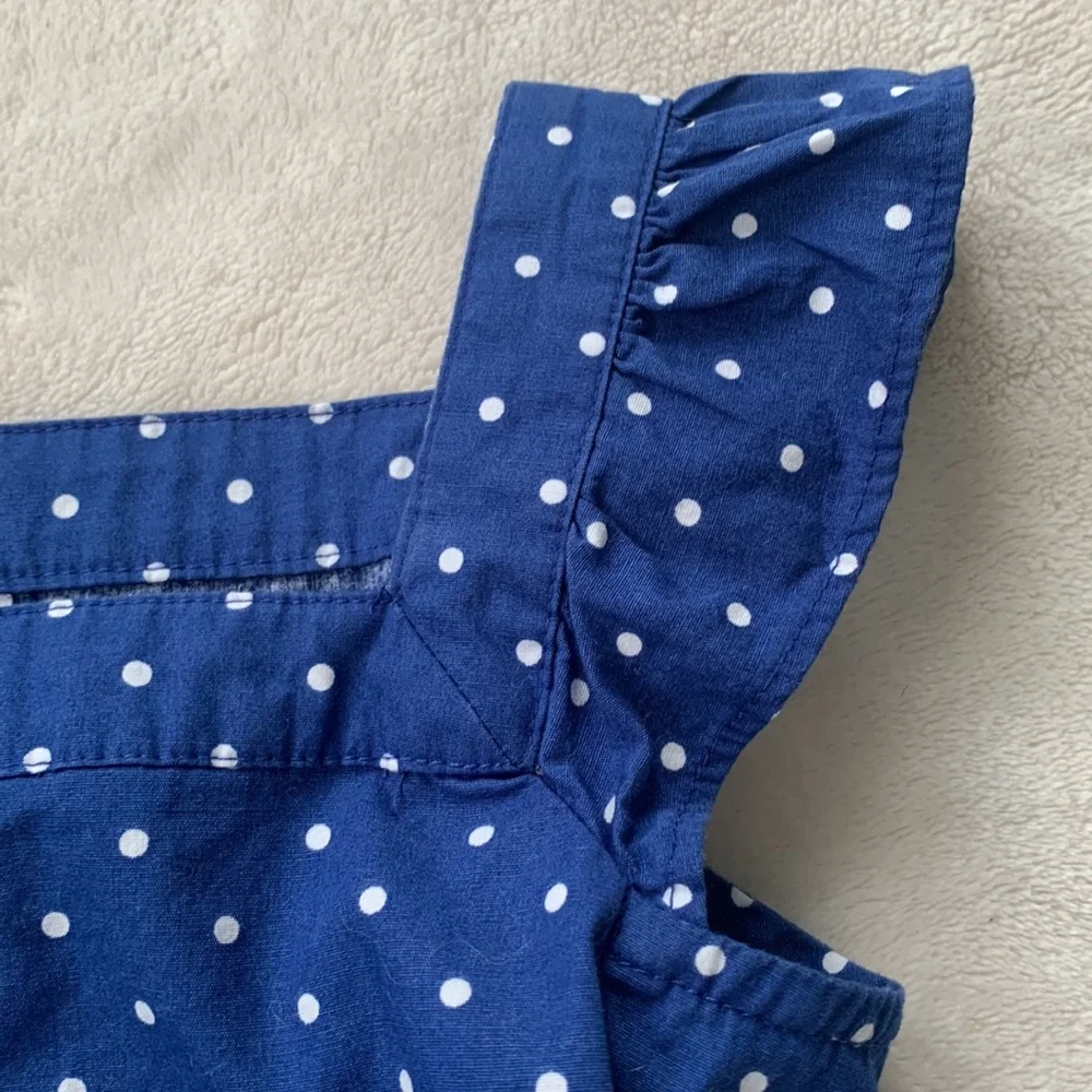 Gymboree Pocketful of Sunshine 5 Blue & White Polka Dot Dress EUC